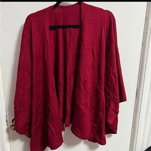 Women Burgundy Wrap Open Poncho